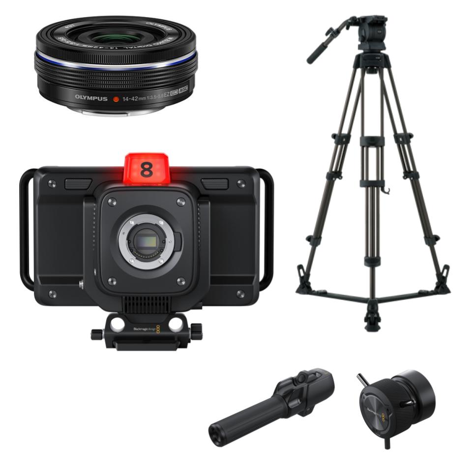 Blackmagic Studio Camera 4K Plus＋(Zoom＋Focus)Demand＋OLYMPUS M.ZUIKO DIGITAL ED 14-42mm F3.5-5.6＋Libec RS-250Dグランドスプレッダー