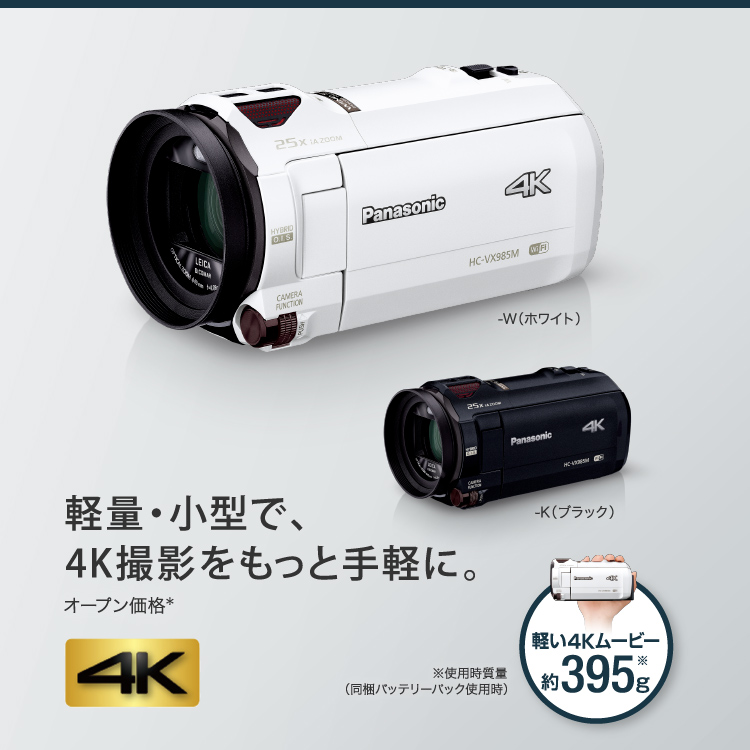 81％以上節約 KIND RETAILパナソニック 4K ビデオカメラ VX985M 64GB