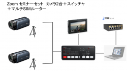 Zoom セミナー配信セット(カメラ2台＋三脚2台＋スイッチャー＋ケーブル＋モニター付レコーダー＋PeplinkマルチSIMルーター）