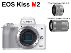 Canon EOS Kiss M2 ミラーレス一眼カメラ ダブルズームキット EF-M15-45mm F3.5-6.3 IS STM＋EF-M55-200mm F4.5-6.3 IS STM (ホワイト）