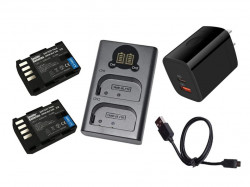 DMW-BLF19 / DMW-BLK22 ルミックス 互換バッテリー 2個 ＋ 2連充電器 +急速充電器 2ポート [ USB-C & USB-A ]