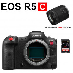 EOS R5 C 8k フルサイズミラーレス デジタルシネマカ + RF24-105mm F4-7.1 IS STM ＋ SanDisk 128GB SDXCカードセット