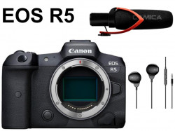 Canon EOS R5ミラーレス一眼カメラ+Comica CVM-V30 PRO +イヤホン有線 3.5mmマイク セット