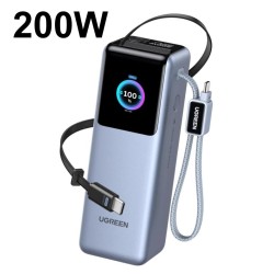 UGREEN Nexode Pro モバイルバッテリー 200W (25000mAh, USB-C×2 、ストラップケーブル、巻取り式USB-Cケーブル)