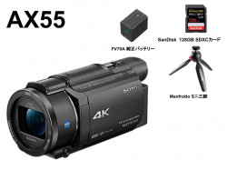 SONY FDR-AX55 / SanDisk 128GB SDXCカード/ Manfrotto ミニ三脚 / FV70A 純正バッテリーセット