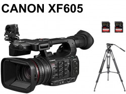 CANON XF605 業務用デジタルビデオカメラ / NEEWER ビデオカメラ三脚  / SDXCカード2枚 セット