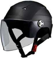 LEAD バイクヘルメット シールド付き ハーフヘルメット マットブラック RE40