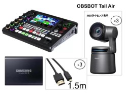 RGBlink Mini Edge・OBSBOT Tail Air PTZ リモート IP 4K カメラ（3台）・Samsung 外付けSSD T5 1TB USB3.1・MicroHDMI to HDMI ケーブル1.5m（3本）セット