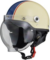 LEADバイクヘルメット ジェット CROSS バブルシールド付き アイボリー×ネイビー CR-760