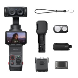 Insta360 Luna Ultra コスミックブラック エッセンシャルキット：デュアルLeicaレンズ搭載8K Vlogカメラ、12倍ズーム、1インチセンサー、着脱式2インチタッチスクリーン、トリプルAIチップ搭載、Vlog撮影向けポケットジンバルカメラ_image