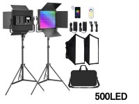 500 RGB LEDビデオライトスタジオ撮影用ライト2本キット（バッテリ無し）