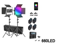 660 RGB LEDビデオライトスタジオ撮影用ライト2本キット（バッテリ付）