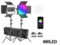 （商品ID3086に登録）660 RGB LEDビデオライトスタジオ撮影用ライト2本キット（バッテリ無し）