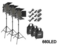 660 LEDビデオライトスタジオ撮影用ライト3本キット（バッテリー無し）