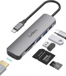 Lvdou USB C ハブ アダプタ 6-in-1 85W PD充電 4K HDMI Micro SD / SDカードリーダー 対応_image