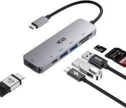 ICZI Mini USB C ハブ 6 in 1 Thunderboltデバイス対応 4K HDMI PD電力供給 100W USB 3.0 5Gbps SD TF カードリーダー