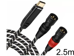 USB C to 2 XLR (オス) オーディオケーブル2.5M