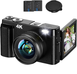 4K ビデオカメラ【オートフォーカス ミラーレス一眼 4800万画素 16倍ズーム 手ブレ補正 180°回転 3.0インチ IPS画面 】