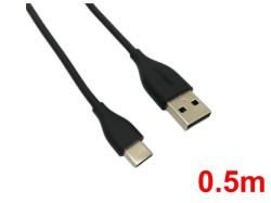 USB-A充電ケーブル (ブラック)(0.5m)