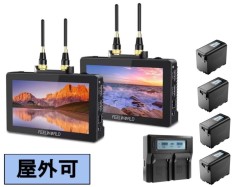 FEELWORLD FT6+FR6 5.5インチワイヤレスビデオ送信DSLRカメラフィールドモニター＋4個バッテリー＋チャージャーセット