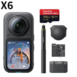 Insta360 X6 エッセンシャルキット 8K/50fps 360度カメラ 20m防水 ミッドナイトブラック  / マイクロSDカード 256GB付属