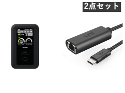 Docomo回線 +F FS050W 5G  パケット無制限+USB-C 有線LAN変換アダプターのセット