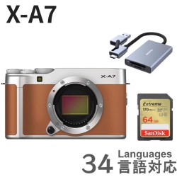 FUJIFILM X-A7 ボディ キャメル 64GB ＋ 2 in 1 SDカードリーダー付属