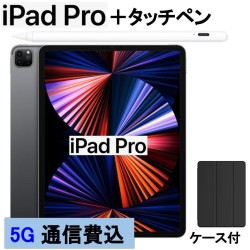 iPad Pro 12.9 インチ 128GB (最新 第 5 世代) au純正 5G 使い放題 容量制限なし【テザリング利用可能】+タッチペン（非純正）