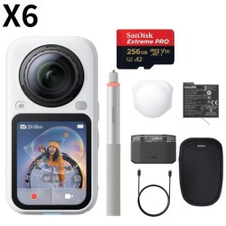 Insta360 X6 エッセンシャルキット 8K/50fps 360度カメラ 1/1.1インチセンサー 20m防水 アークティックホワイト  / マイクロSDカード 256GB付属_image
