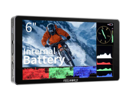 FFEELWORLD P6XL 6インチ カメラ用フィールドモニター 1200nit高輝度 4K HDMI対応 /タッチスクリーン 内蔵バッテリー搭載_image