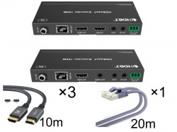 HDMI 2.0 HDCP 2.2 延長器 エクステンダー＋1個LANケーブル＋3個HDMIケーブル