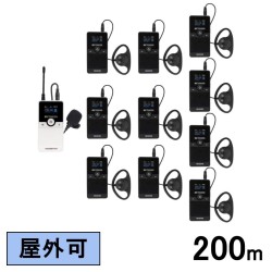 無線ガイドシステム Retekess TT116  送信機×1台 / 受信機×10台 ラベルマイク1台付【伝送距離 200ｍ】