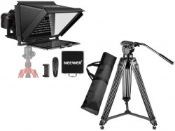 Neewer X12 プロンプター＋NEEWER ビデオカメラ三脚 ミドルスプレッダー(155cm)