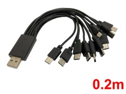 マルチケーブル USB-A to 10本C-type(0.2m)