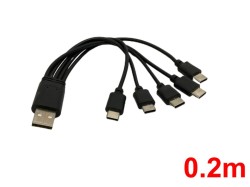 マルチケーブル USB-A to 5本C-type(0.2m)