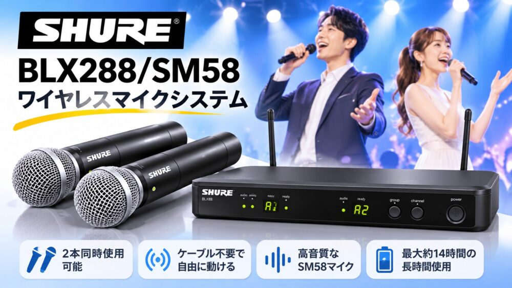 2本同時に使える！SHURE BLX288/SM58 ワイヤレスマイクシステムをご紹介！